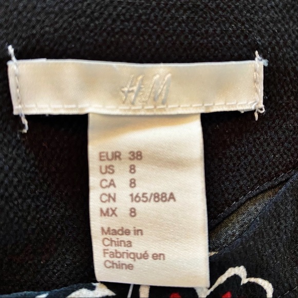 Women's H&M Black/Salmon Size 10 Loose Fit Boho Pattern Dress NWT - Picture 5 of 8